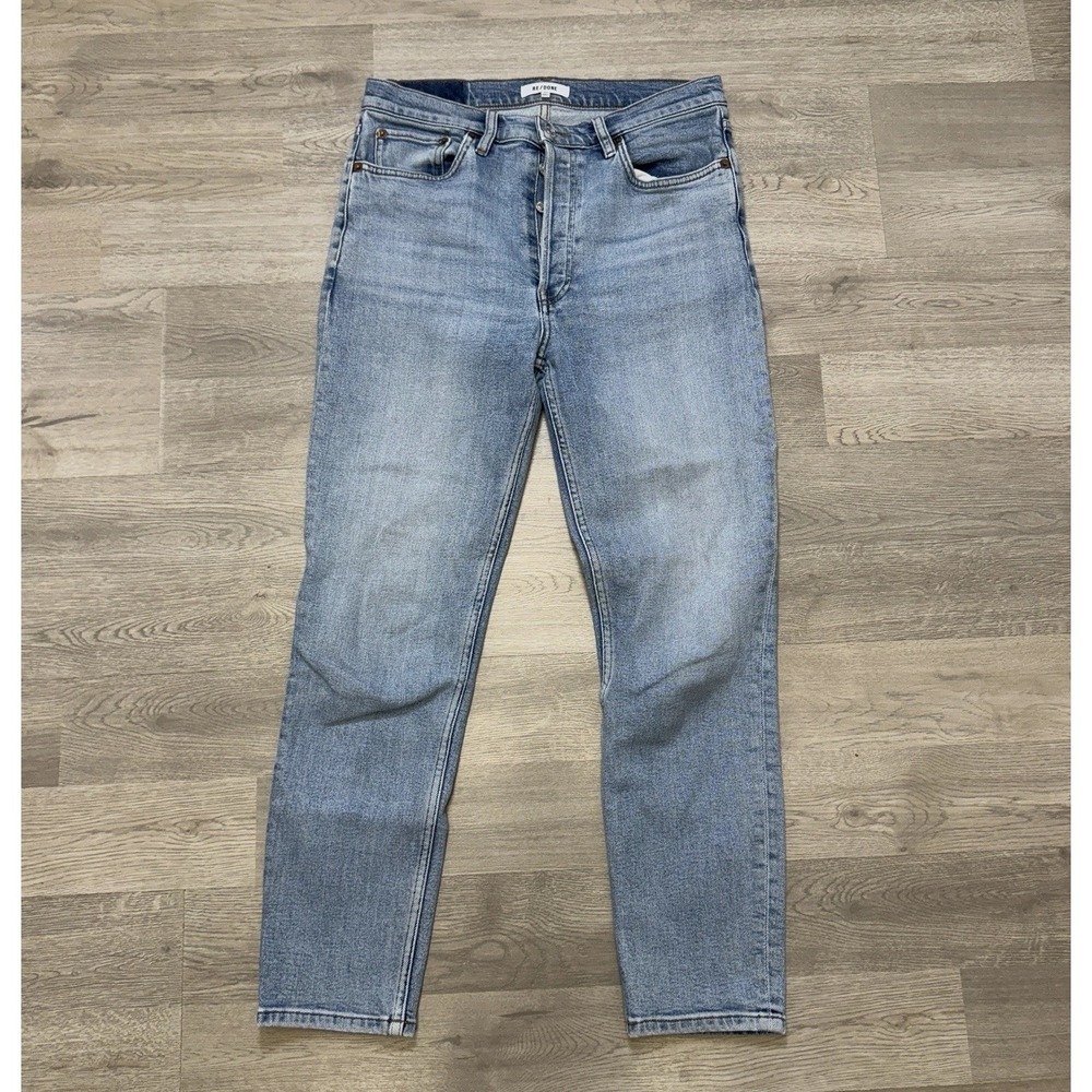 RE/DONE Womens Jeans 29 Light Blue Cropped Ankle High Rise